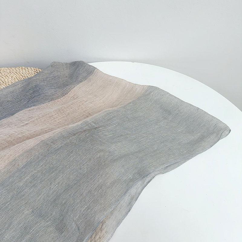 High Quality Japanese Rain And Dew Linen Primary Color Striped Color Matching Scarf, Light And Thin Women'S Breathable Sunscreen Silk Scarf