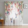 Прозрачные оконные шторы с цветами магнолии и колибри для гостиной, спальни, вуаль, тюлевые шторы, тканевые шторы для кухни