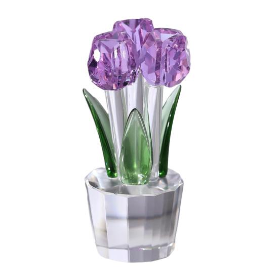 Коллекционная фигурка тюльпана из искусственного хрусталя, прозрачный тюльпан, стеклянный букет цветов, подарки на День святого Валентина, день рождения, женщине, девушке, жене