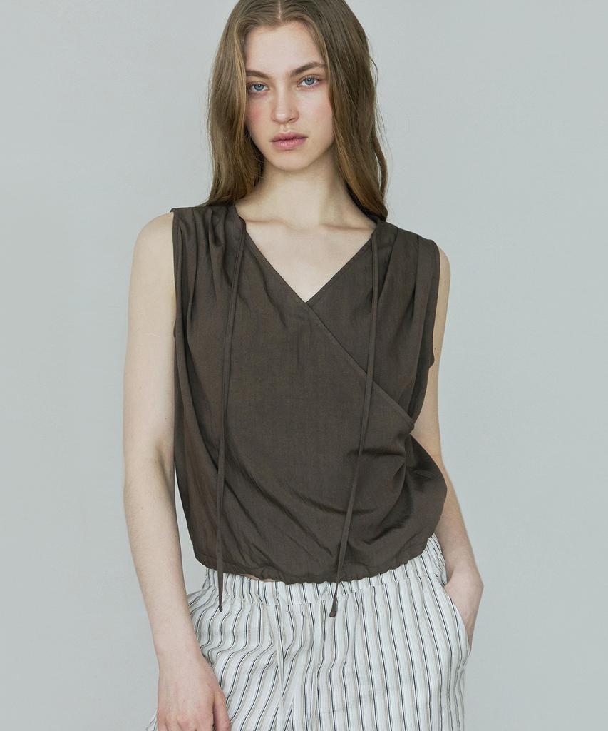 IHR Two-Way Shirring Blouse / Brown
