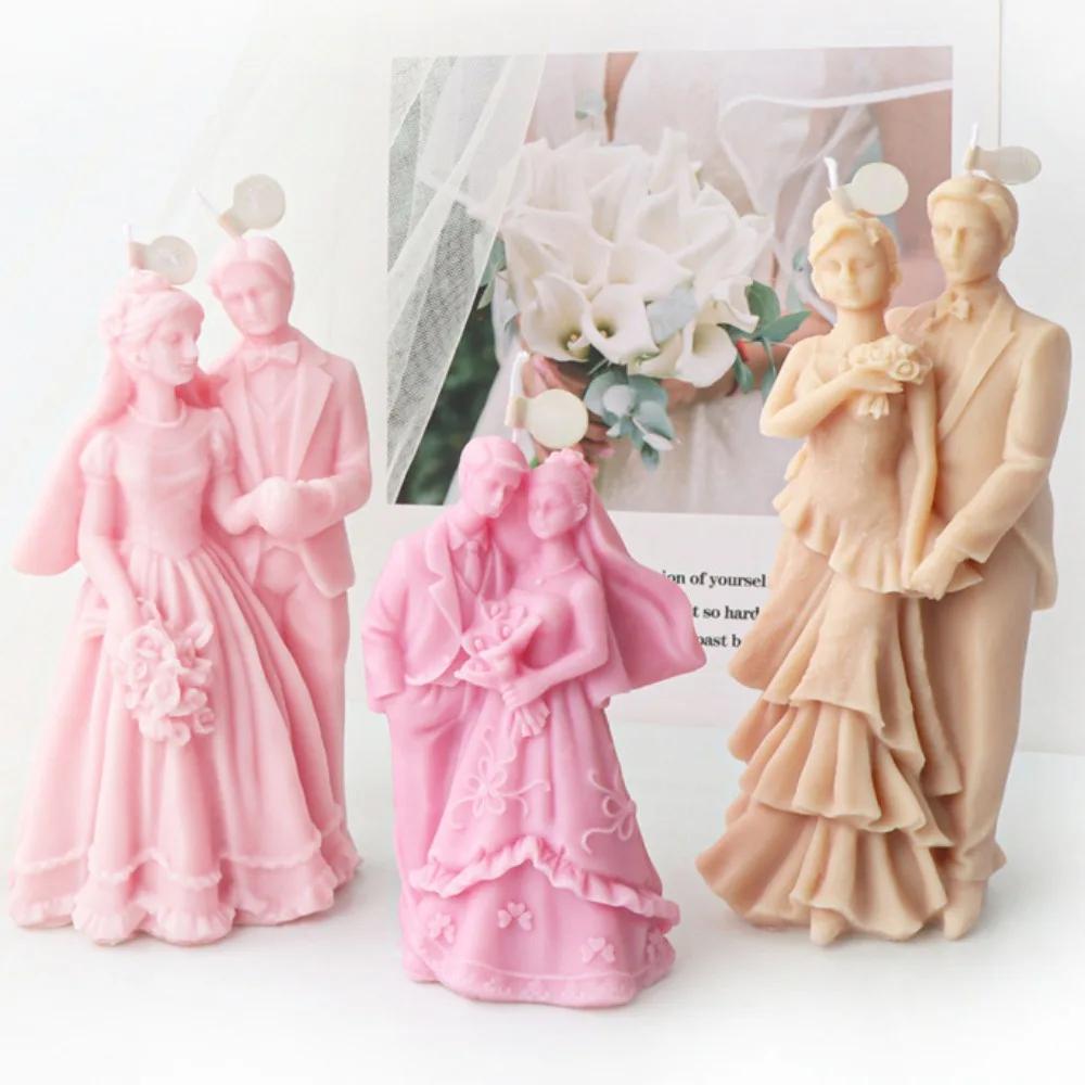 Lover Silicone Candle Mold Bride Groom Soap Resin Mould Gypsum Candle Making Tool Human Craft Molde De Vela Wedding Decor DIY Valentine's Day Gift