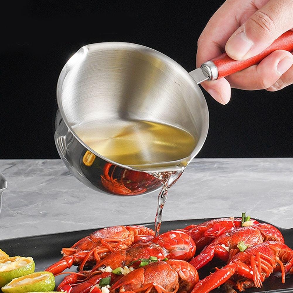 Easy Storage Stainless Steel Hot Oil Pan for Cooking and Melting Butter
