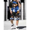 Summer Trend T-shirt Men's Summer Casual Bear Print Daily Outdoor Suit Short Sleeve T Shorts Sports Men's Clothing