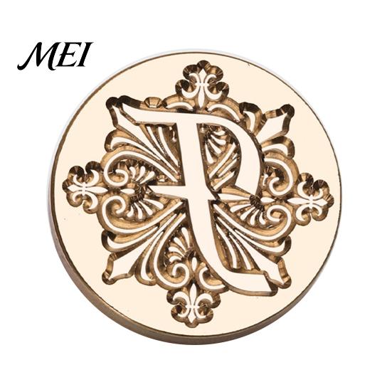 Decorative Wax Seal Stamp Iris A-Z Initial Alphabet Head, Brass Engraved Vintage Sealing Head for Wedding Invitations Envelopes Journal Gift Packaging