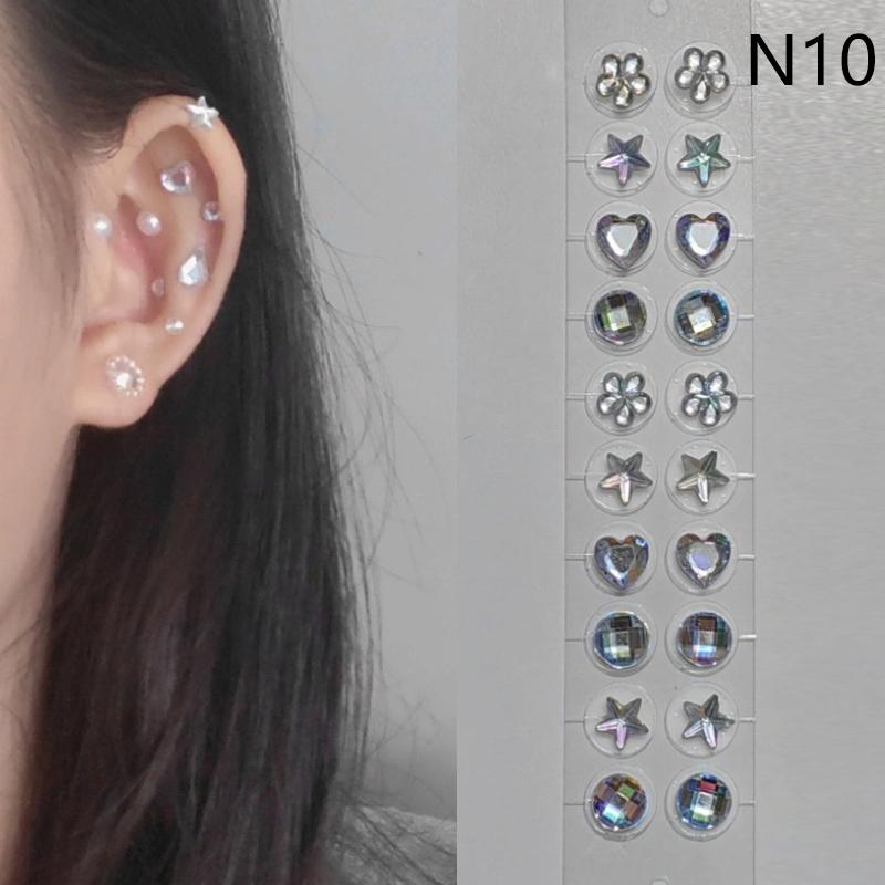 20 Patches Heart Butterfly Bow Rhinestone Ear Point Stickers Ear Pressure Stick Acupuncture Magnetic Beads Auricular Ear Sticker