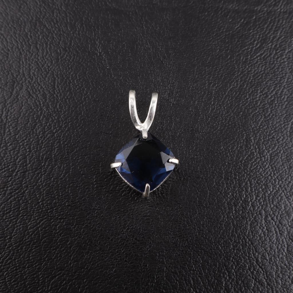 Лондонский голубой топаз Драгоценный камень 925 Стерлинговое серебро Ювелирные изделия Ручной работы Подвеска 0,93'' PP-62-12