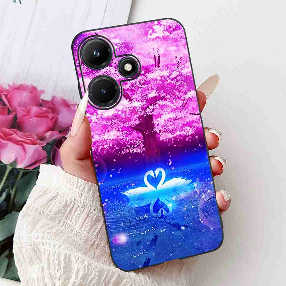 For Infinix Hot 30i 6.56" Case Tiger Luxury Flower Butterfly Silicone Soft Black Cover For Infinix Hot30i 30I X669C Phone Cases