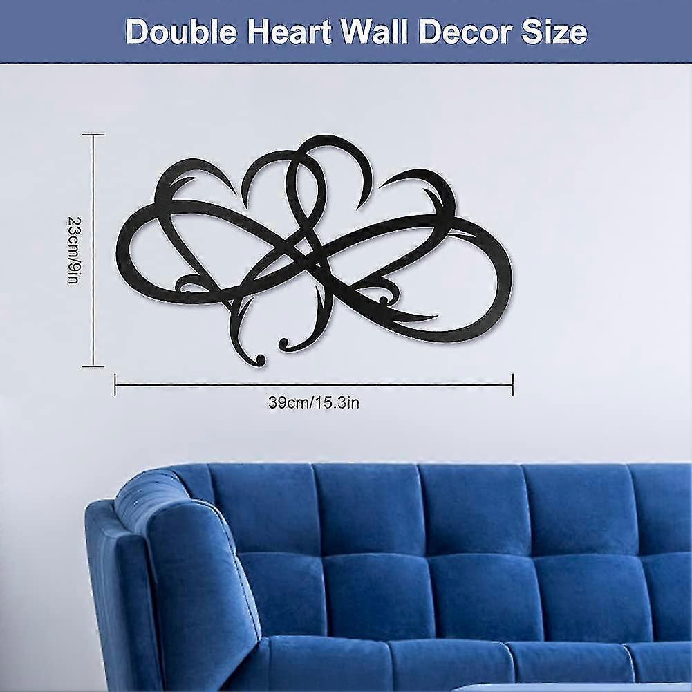 Heart Metal Wall Decoration, Infinite Double Heart Steel Wall Decoration, Personalized Love Wall Logo, Family Outdoor Bedroom Art Decoration, Annivers