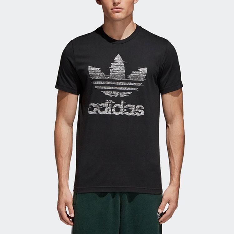 Adidas Originals TRACTION TREFOIL T Shirts Men's Black Crew Neck Moderate Straight Fit CE2240