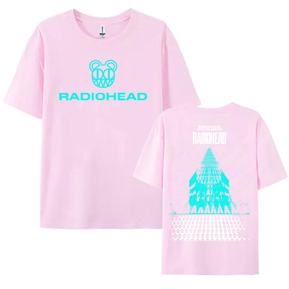 Футболки Rock Band Radiohead Tour 2025 Ноябрь Хлопок Мода Короткий Рукав Женская Футболка Повседневная Круглый Вырез Унисекс Уличная Одежда Футболки