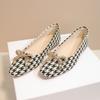 2024 Spring Shoes Women Flats Elegant Houndstooth Pointed Toe Fashion Flats for Women Single Shoes Big Size 42 A4819