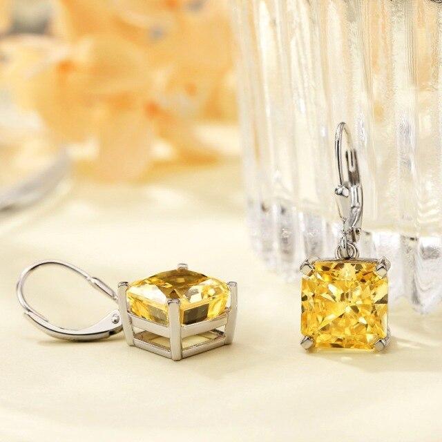 100% стерлингового серебра S925, 10*10 мм, топаз, высокоуглеродистый бриллиант, серьги-капли для женщин, сверкающие свадебные украшения для невесты