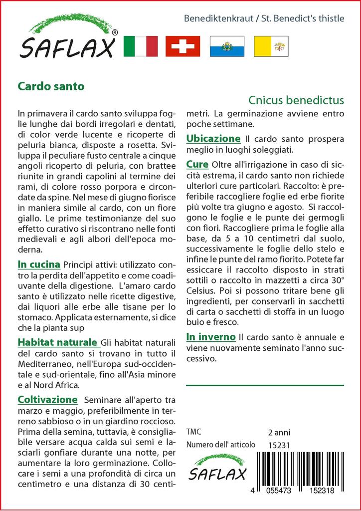 SAFLAX Сад в мешке - ул.. Чертополох Бенедикта - 50 семян - С субстратом в подходящем стоячем пакете - Cnicus benedictus