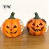 Halloween Party Centerpieces Spooky Lighted Pumpkin Figurine, Engraved Light-Up Resin LED Lights for Porch Statue Tabletop Indoor Outdoor Garden Patio