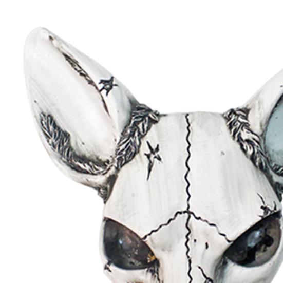 3D Fox Skull Wall Sculpture Home Office Living Room Wall Art Decoration Halloween Spooky Animal Skull Resin Figurine Statue Wall Ornament