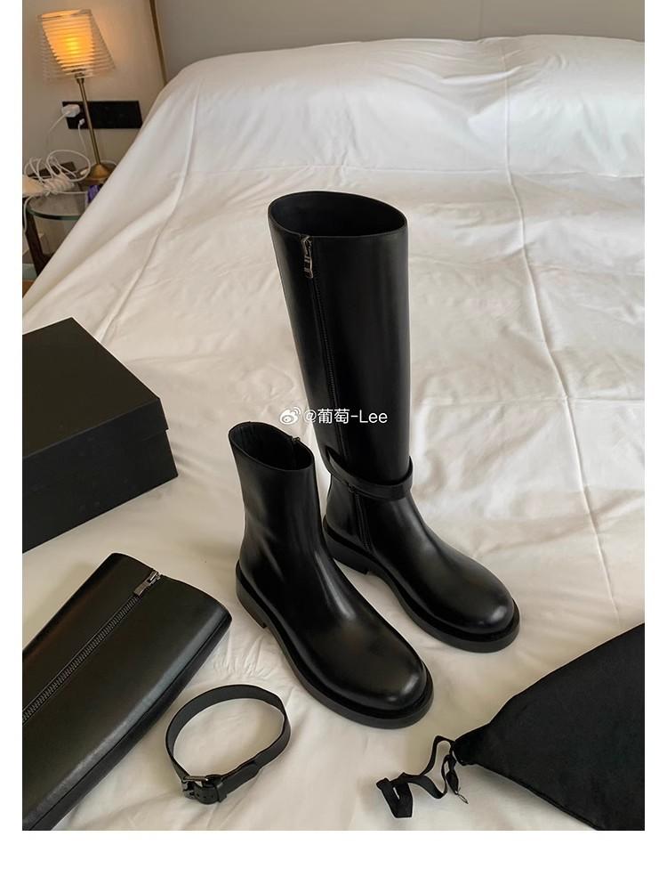 Cowhide~ Grape Mom Has the Same Leather Boots for Women, Detachable Knight Boots, High Boots, Thick-soled Thick-heeled Boots.