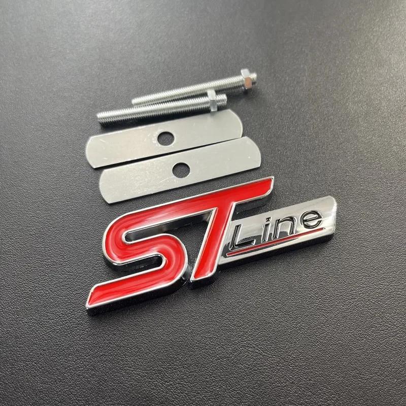 3D Metal ST Line Logo Car Front Grill Emblem Sticker Rear Trunk Badge For Ford Kuga MK3 MK4 S Max Focus Puma Fiesta Accessories
