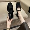 Newest Elegant Mary Janes Flats Shoes Women Black Buckle Strap Shallow Casual Ballet Shoes Ladies Spring Autumn Canvas Loafers