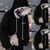 Унисекс Смешные Худи с Зубами Акулы С Длинным Рукавом Оверсайз На Шнурке Толстовка Повседневная Удобная Пуловер