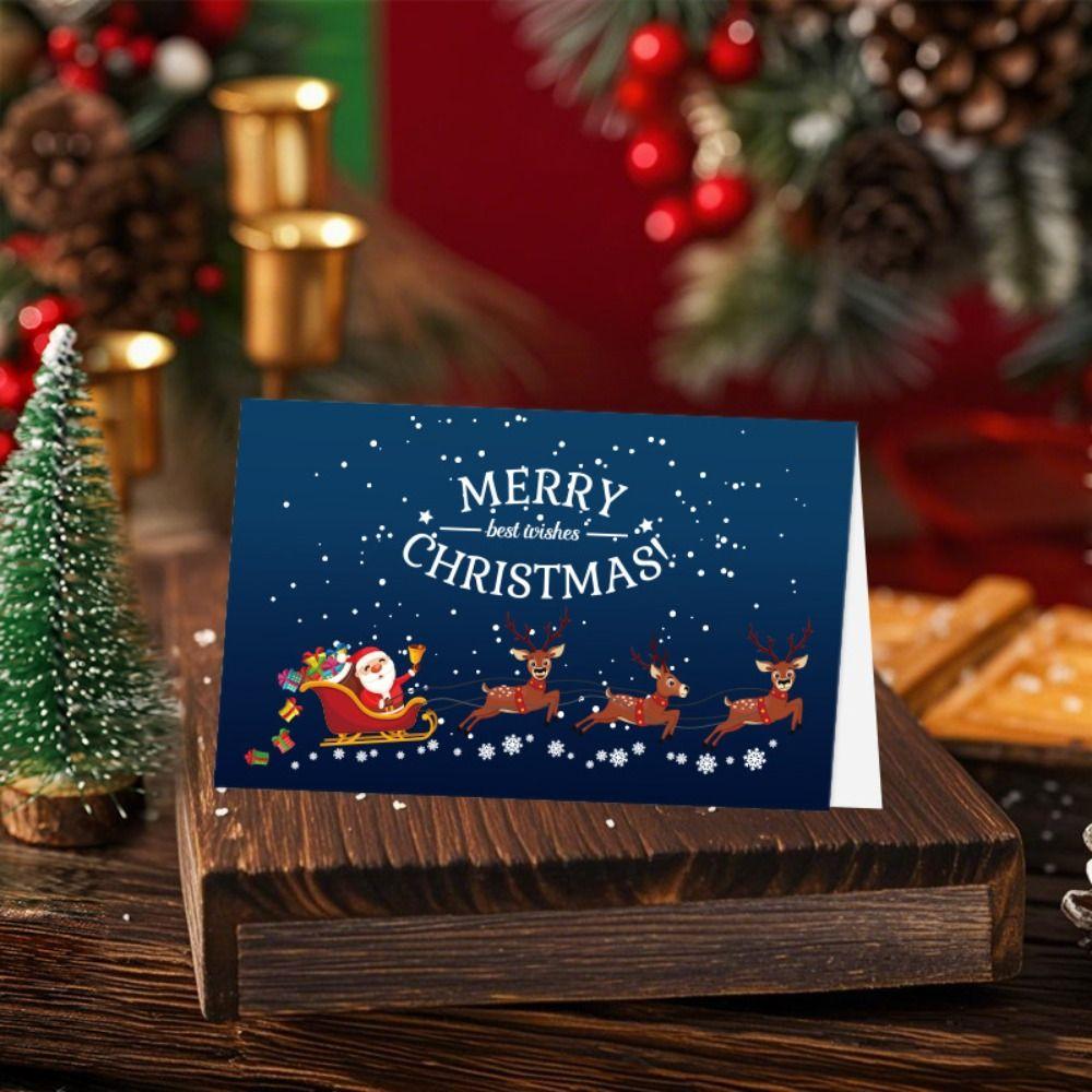 6Pcs Handmade Christmas Greeting Cards with Envelopes Folding Design DIY Xmas Card Cute Exquisite Christmas Gift Card Navidad