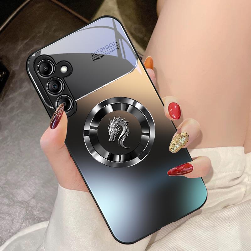 Закаленное Стекло Чехол Для Телефона Для Samsung Galaxy A14 4G 20 30 52 20S 21S 22 A25 32 33 34 42 50 51 53 54 70 71 72 73 5G Фиолетовый Дракон