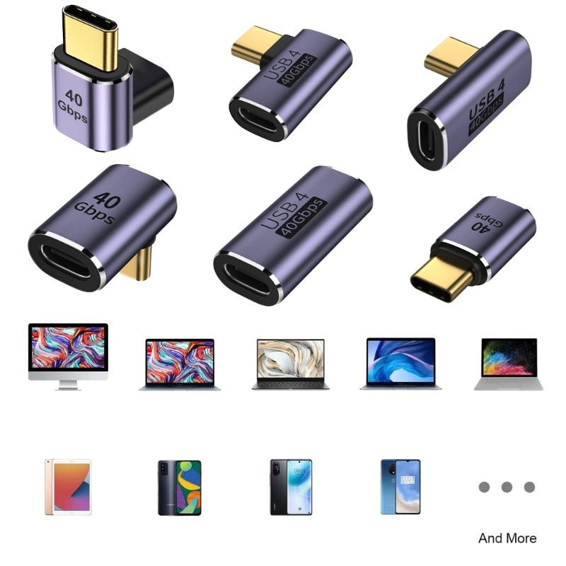 Упаковка из 6 шт. адаптеров-переходников USB4 Type C, преобразователь USB C с поддержкой быстрой зарядки 100 Вт и скорости передачи данных 40 Гбит/с
