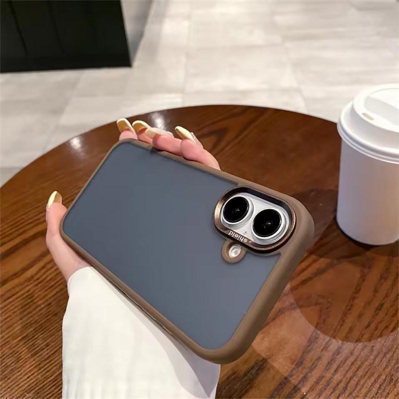 Модный однотонный защитный чехол-бампер с рамкой цвета конфет для iPhone 16, 15, 14 Pro Max Plus, матовая кожа, ударопрочная задняя крышка