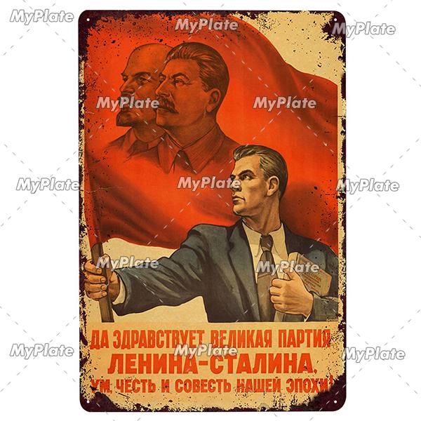 Русская Металлическая Табличка Плакат Жестяная Табличка Пластина Настенный Декор Для Бара Клуба Мужской Пещеры Авиационный Постер Классический Постер Сталин Лидер