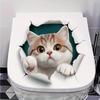 3D Милый Мультяшный Кот Пробивающий Стену Наклейка на Туалет Самоклеящаяся Водонепроницаемая Съемная Ванная Комната Домашний Декор Искусство