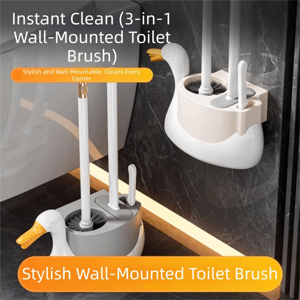 Soft Rubber Brush Head Wall-Mounted Toilet Brush Toilet Brush Set Bathroom Cleaning
