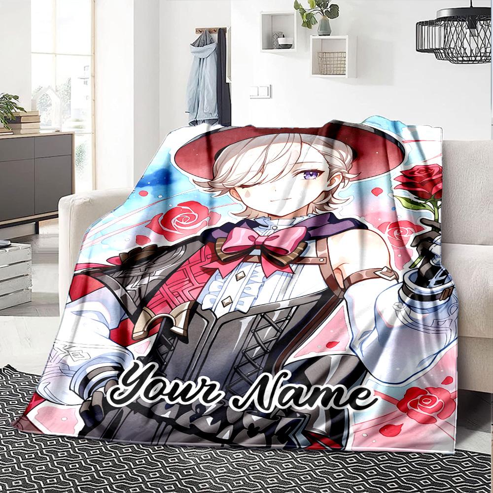 Customizable Genshin Impact5 Throw Blanket – Personalized Name, All-Season Cozy Snug Blanket, Machine Washable, Personalized Blanket