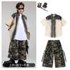 Kids Hip Hop Performance Outfit Set Cotton Shirt Camo Pants Dance Stage Show Boys Girls