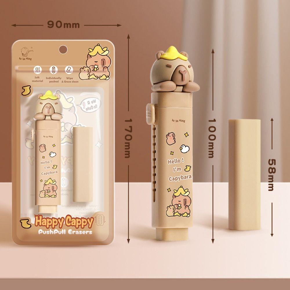 Cute Capybara Push-pull Rubber Eraser Cartoon Silicone Eraser Replaceable Core Correction Tool Student Stationery Gift