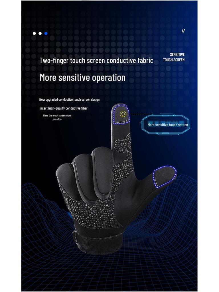 Ветрозащитные перчатки для велоспорта с сенсорным экраном для мужчин и женщин — теплые, нескользящие, износостойкие, утолщенные для холодной погоды.