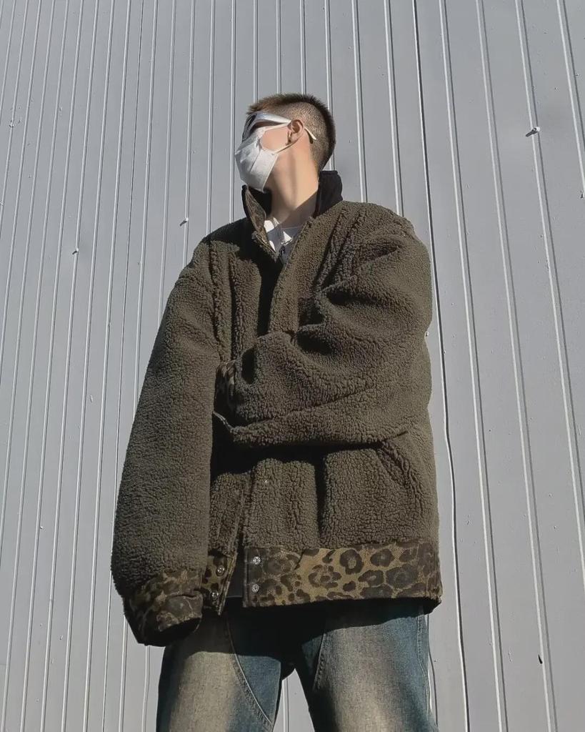 Мужская двусторонняя куртка из хлопка с леопардовым принтом 2023 года — модное зимнее пальто в стиле ретро в европейском и американском стиле