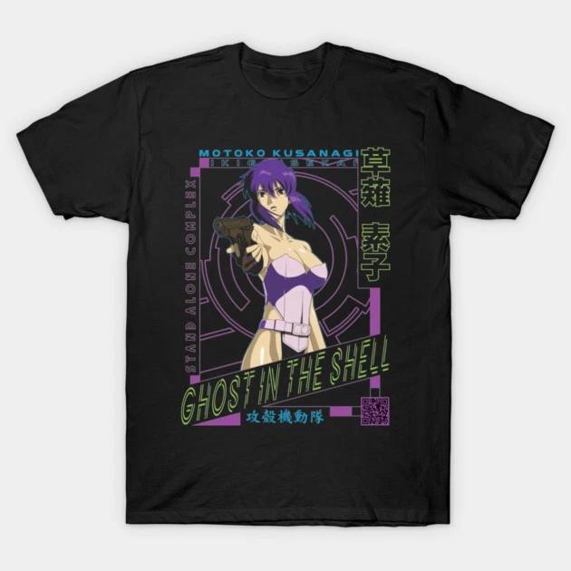 The Major Tee Motoko Kusanagi Ghost In The Shell Anime Waifu Black TShirt