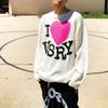 Hip Hop Harajuku Love Pattern Knitted Ugly Sweaters Men Hip Hop Vintage Casual Loose O-Neck College Style Pullover Couples EMO