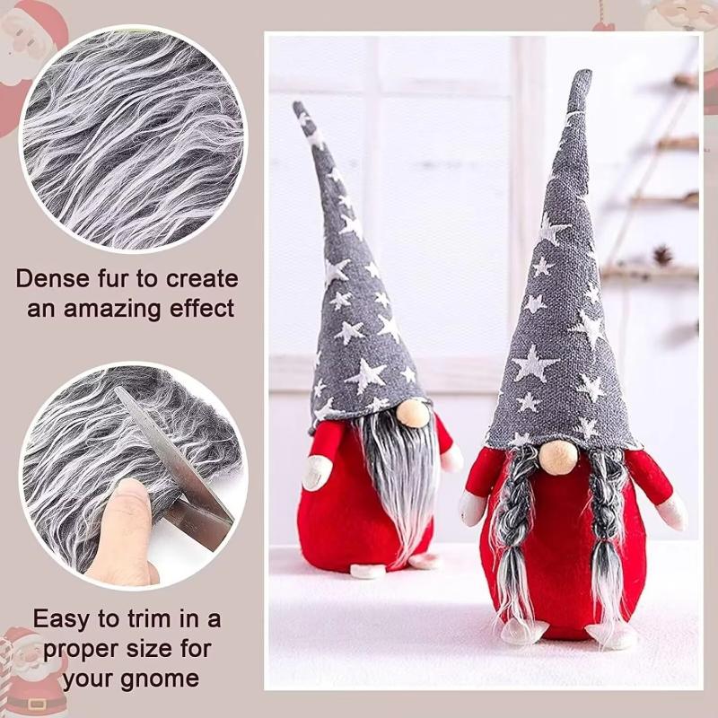 Gnome Beard Braids Wooden Balls Nose Set, Handmade Gnome Beard Fake Fluffy Gnome Beard Faux Fur Gnome Dwarf Beard Braids