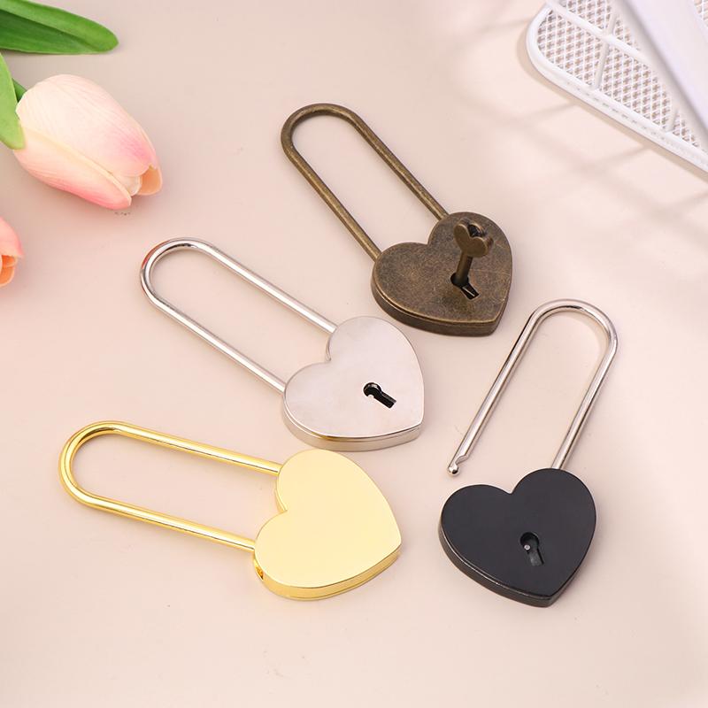 1 Set Metal Heart Shaped Padlock Antique Style Love Lock Set With Key Wedding Valentine'S Day Gifts Couple Wishing Lock