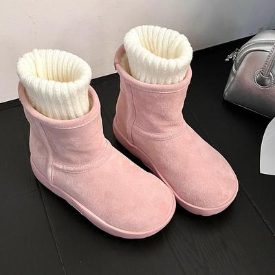 Лафборо~ Маленькие хлопковые туфли на скрытой платформе для женщин 2025 осень-зима новая бархатная теплая обувь для снега на толстой подошве для женщин