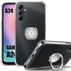 Case for Samsung Galaxy A24 Transparent Silicone Shockproof Protection with Silver Ring Holder