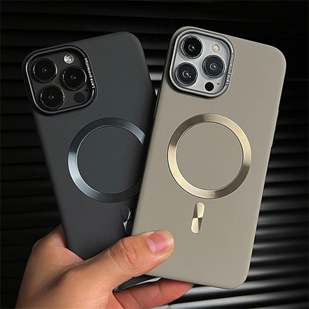 Роскошный матовый жесткий бампер магнитный чехол для iPhone 16 15 12 13 14 Pro Max Plus для беспроводной зарядки Magsafe защитный чехол