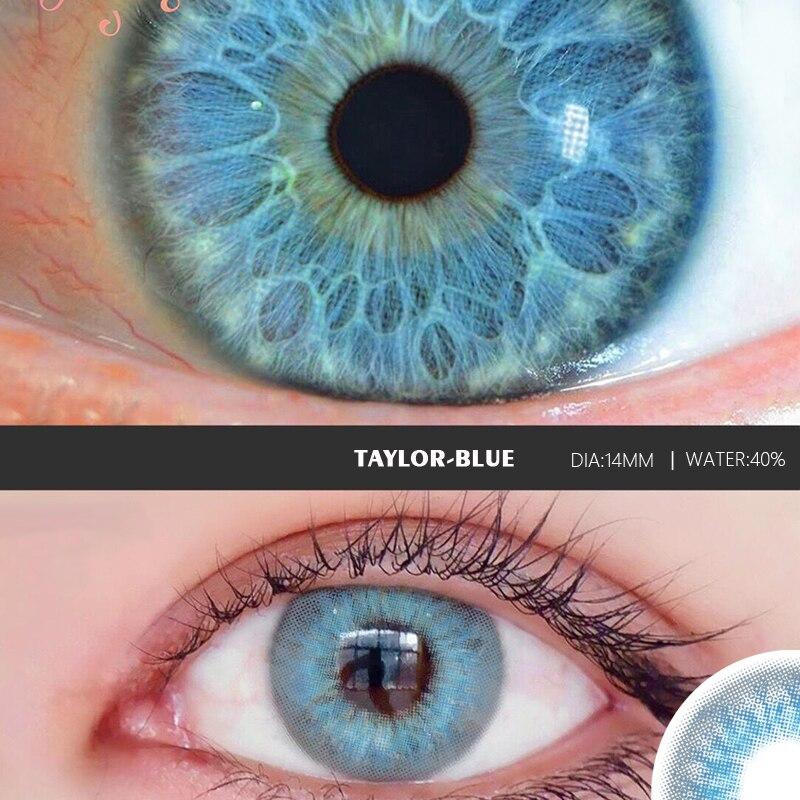 Eyeshare 2 шт./пара цветных контактных линз для глаз, синие цветные линзы для глаз, контактные линзы TAYLOR, красивая косметика для учеников, ежегодно