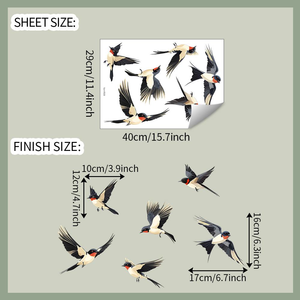 Simple Chinese Style Painted Birds Bedroom Living Room Home Background Beautification Decoration Wall Stickers