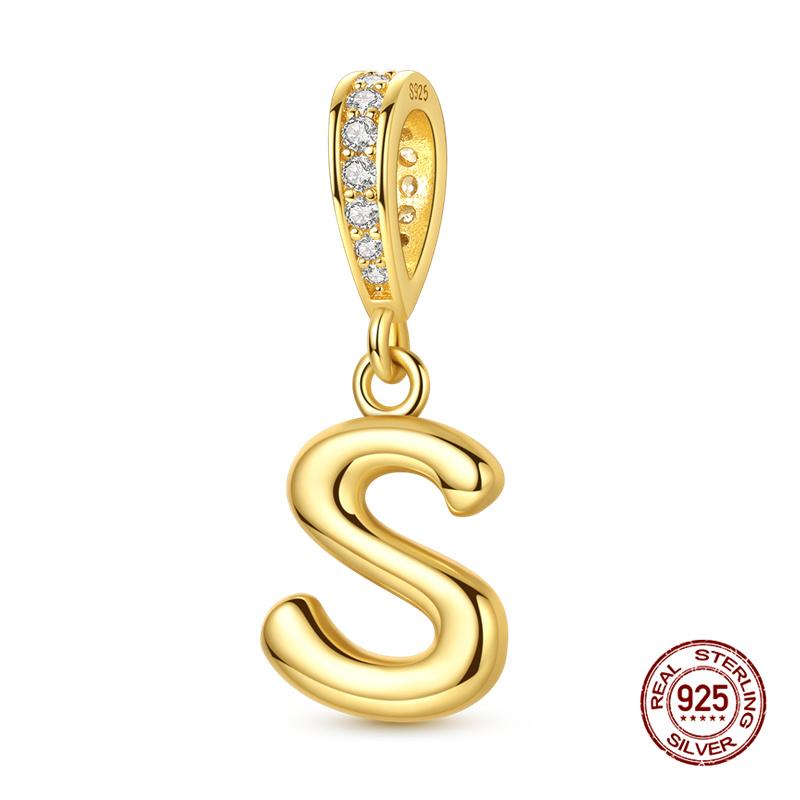 Новинка Оригинальные Шармы Медь 26 Золотых Букв А-Я Шарм-Бусина Подходит для Оригинального Браслета 3 мм для Женщин DIY Модная Бижутерия Подарок