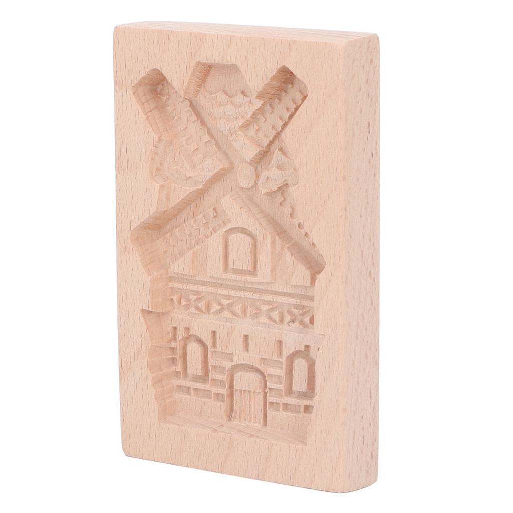 Wooden Cookie Mould Beechwood Reusable Washable Biscuit Press Stamp Mold for Kitchen Baking