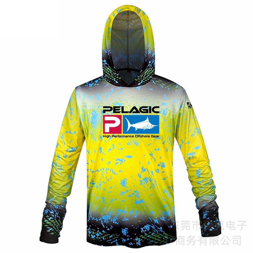 Pelagic fishing clothing summer camouflage sunscreen clothing breathable hooded fishing sportswear quick-drying T-shirt available