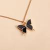 Accessories, Double Black Butterfly Imitation Fritillary Necklace For Women, Temperament Metal Coarse Aluminum Chain Necklace