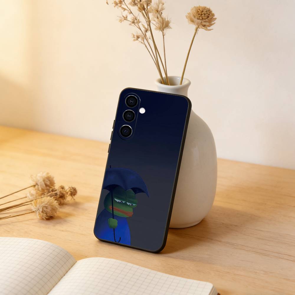 Смешной Чехол-Телефон с Лягушонком P-PEPE Для Samsung Galaxy A73,A72,A71,A70,A53,A52,A51,Других Мягкая Черная Крышка