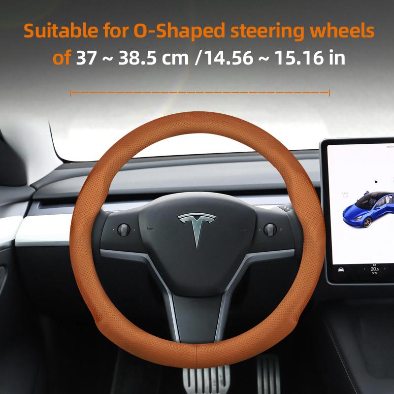Suitable for Tesla Ultra-Thin Breathable Leather Steering Wheel Cover Suitable for Model 3 Y X S 2024